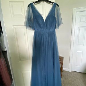 Revelry Dusty Blue Thea Tulle Bridesmaid Dress